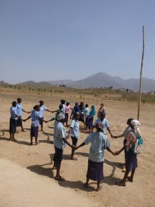 The girls getting ready to do the Human Knot exercise (thanks to Kristin Bietsch for the photo)