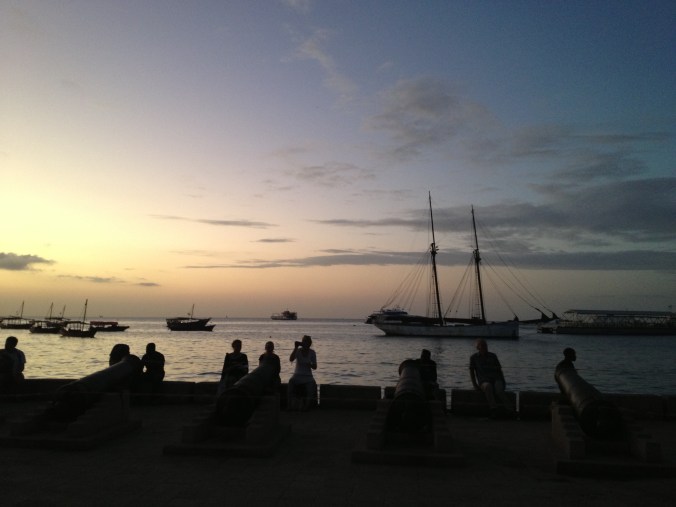 A view of the harbor from the Forodhani Gardens. 